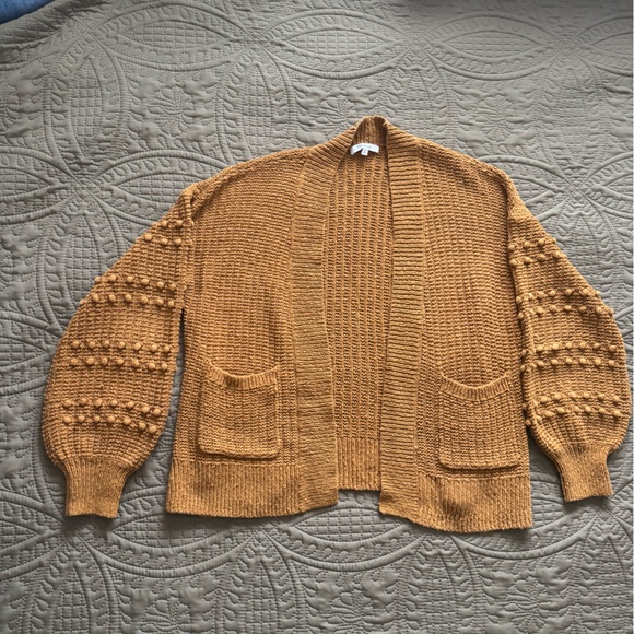 Madewell Sweaters - Madewell Mustard Yellow Bobble-Sleeve Open Cardigan